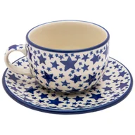 Filiżanki - FILIŻANKA do herbaty kawy 200 ml ze spodkiem - Ceramika Artystyczna Bolesławiec - miniaturka - grafika 1