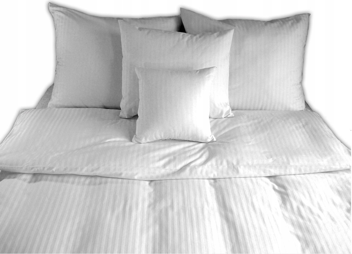 Pościel HOTELOWA adamaszek 200x220cm 2x 50x60 zamek PASY 4 mm