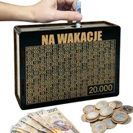 Skarbonki - Skarbonka Wykreślana Prezent Cel 20000 Personalizacja Czarna na Wakacje - miniaturka - grafika 1