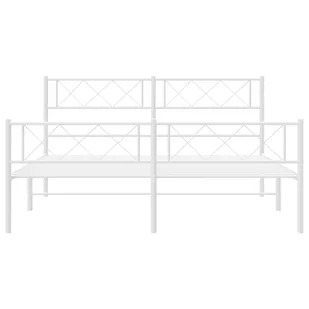 Metalowa rama łóżka z wezgłowiem i zanóżkiem, biała, 150x200 cm Lumarko! - Inne meble do sypialni - miniaturka - grafika 5