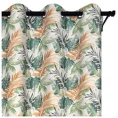 Zasłony - Voppi Zasłona w liście 140 x 240 cm zasłona na przelotkach kółkach gotowa zasłona dekoracyjna do salonu sypialni - miniaturka - grafika 1