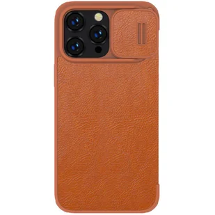 Nillkin Qin Leather Pro Case etui iPhone 14 Pro osłona na aparat kabura pokrowiec obudowa z klapką brązowy - Etui i futerały do telefonów - miniaturka - grafika 3