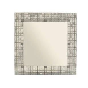 Lustro szare kwadratowe, szare lustro na ścianę, mozaika, lustro glamour - Lustra - miniaturka - grafika 1