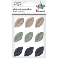 Pozostałe akcesoria dla plastyków - Titanum Liście materiałowe tłoczone 3D 20x35mm mix 9szt - miniaturka - grafika 1