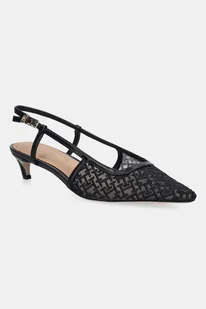 Tommy Hilfiger szpilki MONO SQUARED TOE KITTEN SLINGB kolor czarny FW0FW08746 - Czółenka - miniaturka - grafika 1