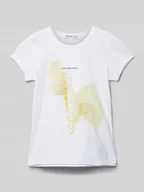 Koszulki dla dziewczynek - T-shirt z o kroju slim fit z nadrukiem z motywem - miniaturka - grafika 1
