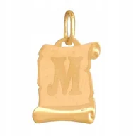 Wisiorki - Złota Przywieszka 585 Literka M Papirus 0.50 g Rodium - miniaturka - grafika 1