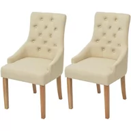 Krzesła - Dębowe krzesła do jadalni, tapicerowane tkaniną, kremowe, 2 szt. - miniaturka - grafika 1