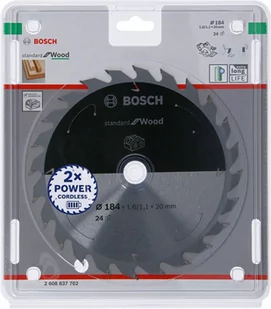 Piła standard BOSCH Wood Accu, 184x20 mm, 24 zęby - Tarcze do pił - miniaturka - grafika 1