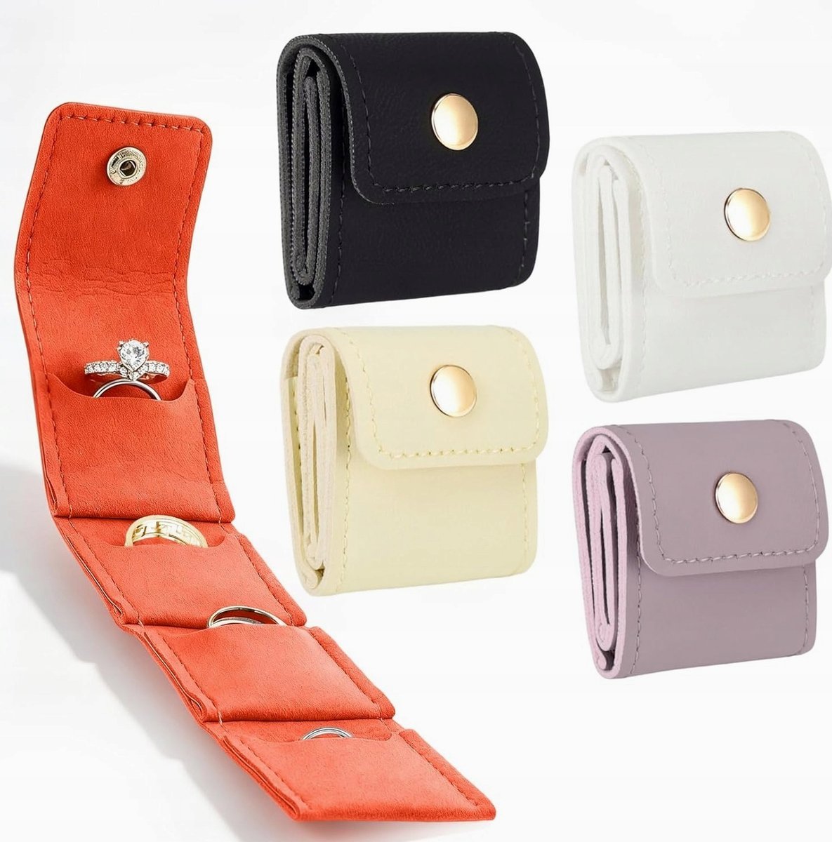 TORBA NA BIŻUTERIĘ PODRÓŻNA SKŁADANA 5 SZTUK ETUI ORGANIZER SKÓRA