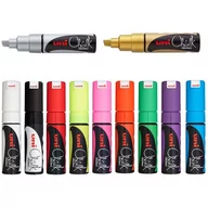 Markery do tablic - Marker z farbą kredową CHALK PWE-8K złoty UNI UNPWE8K/6ZL - miniaturka - grafika 1