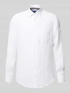 Koszule męskie - Koszula lniana o kroju regular fit z kołnierzykiem typu button down - miniaturka - grafika 1