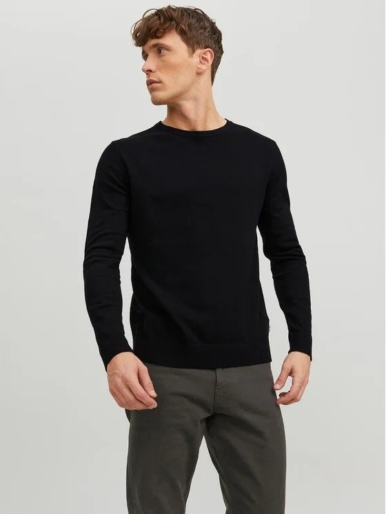 JACK&JONES SWETER MĘSKI CZARNY Z DŁUGIM RĘKAWEM L 6FA