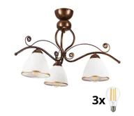 Lampy sufitowe - Brilagi - LED Żyrandol natynkowy ANTICO 3xE27/60W/230V brąz patyna - miniaturka - grafika 1