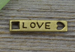 [11266] Łącznik z napisem love kolor brąz 3szt - Półfabrykaty do biżuterii - miniaturka - grafika 1