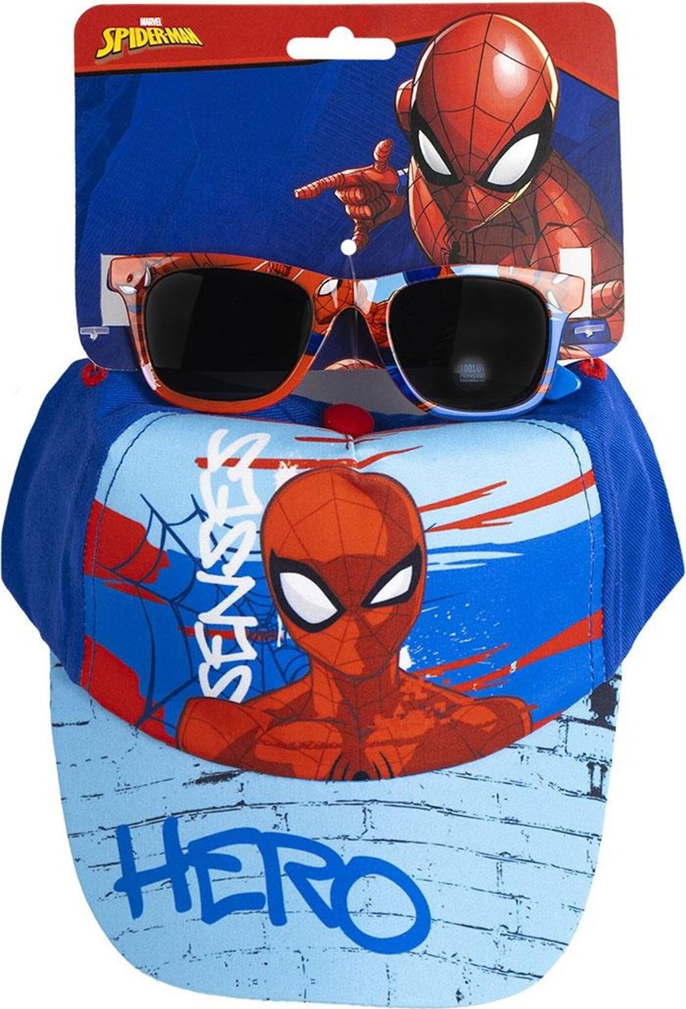 CERDÁ LIFE'S LITTLE MOMENTS Dziecięcy zestaw czapka i okulary przeciwsłoneczne Spider-Man - czapka z ochroną UV i okulary z motywem Spider-Mana