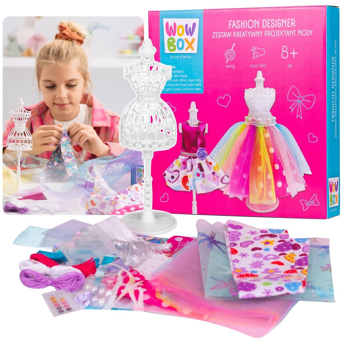 WOW BOX – Zestaw kreatywny Projektant Mody dla dzieci, zestaw do projektowania ubrań DIY 8+