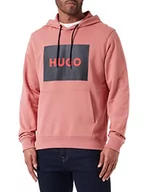 Bluzy męskie - HUGO Duratschi223 męska bluza z kapturem z francuskiego Terry z nadrukiem logo, Średni, różowy, 665, XL - miniaturka - grafika 1