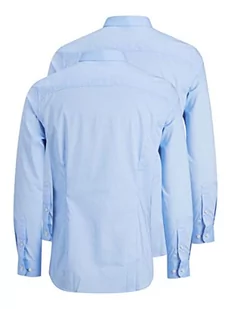 JACK & JONES Koszula męska, 2 sztuki, satyna, super slim fit, Cashmere Blue/Pack:white, XXL - Koszule męskie - miniaturka - grafika 1