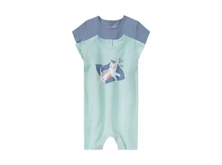Pajacyki dla niemowląt - LUPILU® Rampersy, piżama niemowlęca z bawełny organicznej, 2 sztuki (62, Jasnoniebieski/niebieski) - grafika 1