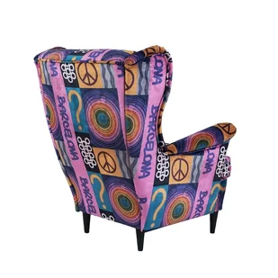Fotel uszak Barcelona we wzory, kolorowy, patchwork, welurowy - Taborety i hokery - miniaturka - grafika 1