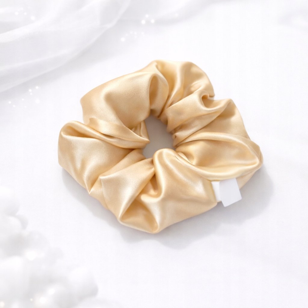 Jedwabna gumka do włosów scrunchie mulberry 6A złota XL duża premium 6cm