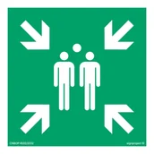 Systemy ekspozycyjne i znaki informacyjne - AE007 MIEJSCE ZBIÓRKI DO EWAKUACJI, PS - PŁYTA PCV 1MM FOTOLUMINESCENCYJNA; (100X100MM) - miniaturka - grafika 1