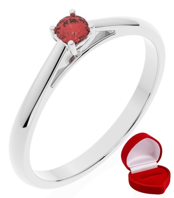 ZŁOTY PIERŚCIONEK ZARĘCZYNOWY 585 14k RUBIN 0,09 ct BIAŁE ZŁOTO R29
