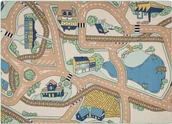 Dywany dla dzieci - DYWAN REBEL ROADS Playtime 32 Miasteczko, dla dzieci antypoślizgowy - beż / zielony wielokolorowy 95x133 cm - miniaturka - grafika 1