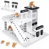 Zabawki interaktywne dla dzieci - GARAŻ DREWNIANY PARKING DLA DZIECI WINDA AUTA - miniaturka - grafika 1