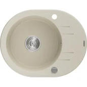 Zlewozmywaki - Mexen Kevin zlewozmywak granitowy 1-komorowy z ociekaczem 586 x 458 mm, beżowy, syfon chrom - miniaturka - grafika 1
