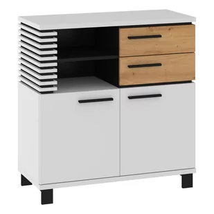 Komoda 2D2S LAM-03 Lamir MebloCross Biały Mat / Dąb Artisan / Czarny Mat - Komody - miniaturka - grafika 1