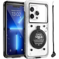 Etui i futerały do telefonów - Etui wodoodporne wodoszczelne IPX68 uniwersalne na telefon do 6.9 cala Case futerał do wody + Smyczka Alogy Czarne - miniaturka - grafika 1