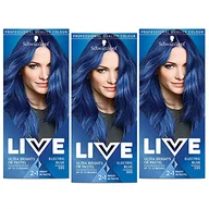 Farby do włosów i szampony koloryzujące - Schwarzkopf Live Ultra Brights or Pastel Farba do włosów 2w1 półtrwała do 15 myć 095 Elektryczny Błękit, trójpak (3x142 ml) - miniaturka - grafika 1