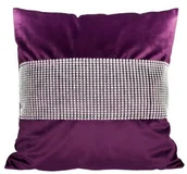 Poszewki na poduszki - Poszewka ozdobna 40x40 Velvet butelkowa fiolet z cyrkoniami - miniaturka - grafika 1