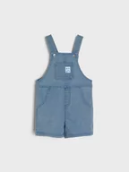 Spodnie i spodenki dla chłopców - Sinsay - Ogrodniczki jeansowe - niebieski - miniaturka - grafika 1