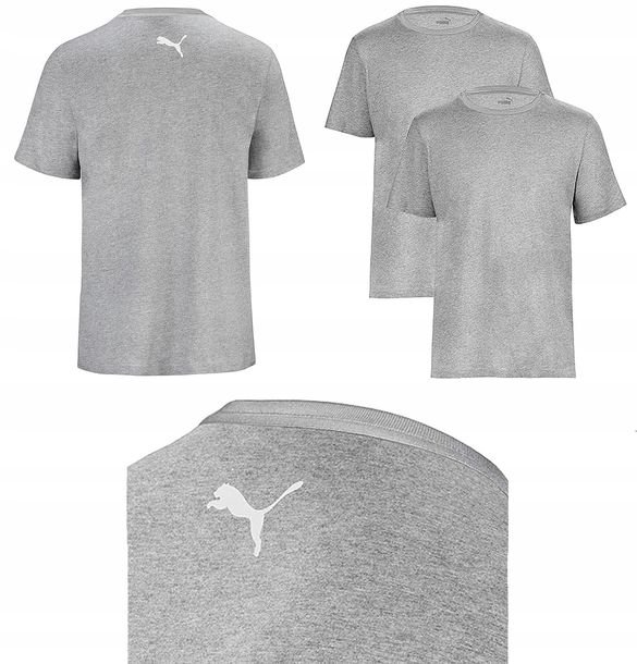 Y7749 Koszulka Męska Tshirt Krótki Rękaw Bawełna Szara Puma Rozmiar M