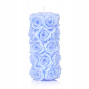 Świeca dekoracyjna RÓŻA 15 cm kolor NIEBIESKI - Świece - miniaturka - grafika 1
