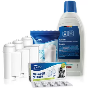 Zestaw Bosch, Filtr Aqualogis AL-Inte 3szt, Bosch Odkamieniacz 311968 500ml, Cleaneo 10szt - Akcesoria i części do ekspresów do kawy - miniaturka - grafika 1