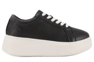 Półbuty damskie - Skórzane sneakersy damskie na platformie Sergio Leone SP-024 czarny - miniaturka - grafika 1