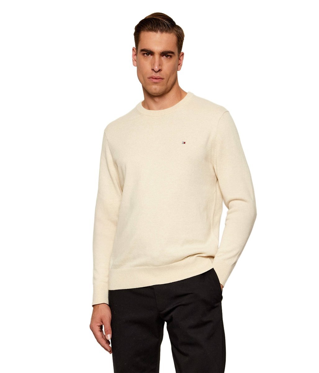 TOMMY HILFIGER KREMOWY SWETER MĘSKI BAWEŁNA KASZMIR PLUS SIZE XXXL 12FA