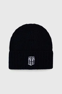 Tommy Hilfiger czapka wełniana kolor granatowy z grubej dzianiny wełniana - Czapki damskie - miniaturka - grafika 1