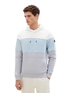 Bluzy męskie - TOM TAILOR Męska bluza z kapturem o wyglądzie Cutline, 11087-Mid Grey Melange, L - miniaturka - grafika 1
