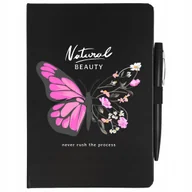 Zeszyty szkolne - NOTES CZARNY A5 + DŁUGOPIS CYTATY MARIE HUGO Wzory - miniaturka - grafika 1
