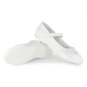 Buty dla dziewczynek - Półbuty dziewczęce komunijne Wojtyłko 5B23713 biały - miniaturka - grafika 1