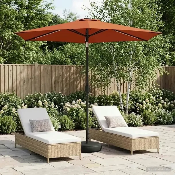 vidaXL Parasol ogrodowy z oświetleniem LED i podstawą 270 x 270 cm