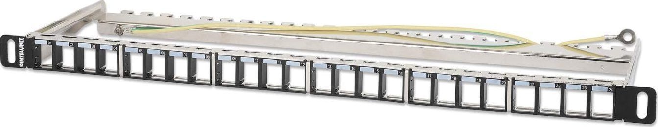 Intellinet Network Solutions INTELLINET 24-Port Patchpanel geschirmt und unbest�ckt 0,5 HE Leerpanel zur 48,26 cm 19-Zoll-Rackmontage f�r Keystone-Jacks schwarz