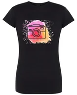 Koszulki i topy damskie - T-Shirt damski nadruk Aparat Kolorowe Tło r.M - miniaturka - grafika 1