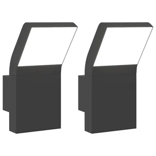 vidaXL Kinkiety zewnętrzne LED, 2 szt., czarne, odlewane aluminium - Lampy ogrodowe - miniaturka - grafika 1