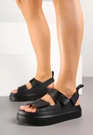 Sandały damskie - Czarne Sportowe Sandały na Piankowej Platformie z Zapięciem na Rzep Vonamia - miniaturka - grafika 1